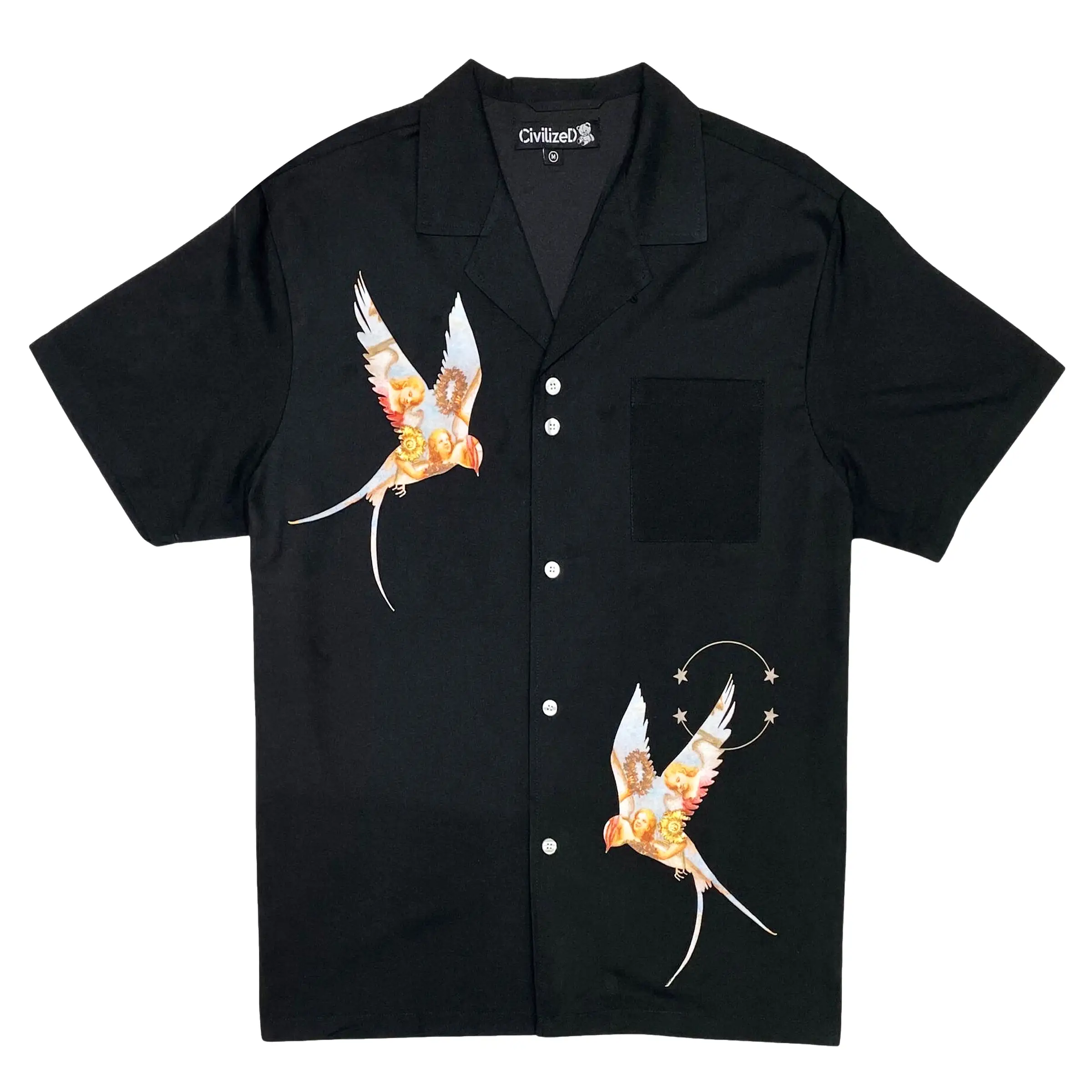 Angel Bird Button Up (Black) /D11