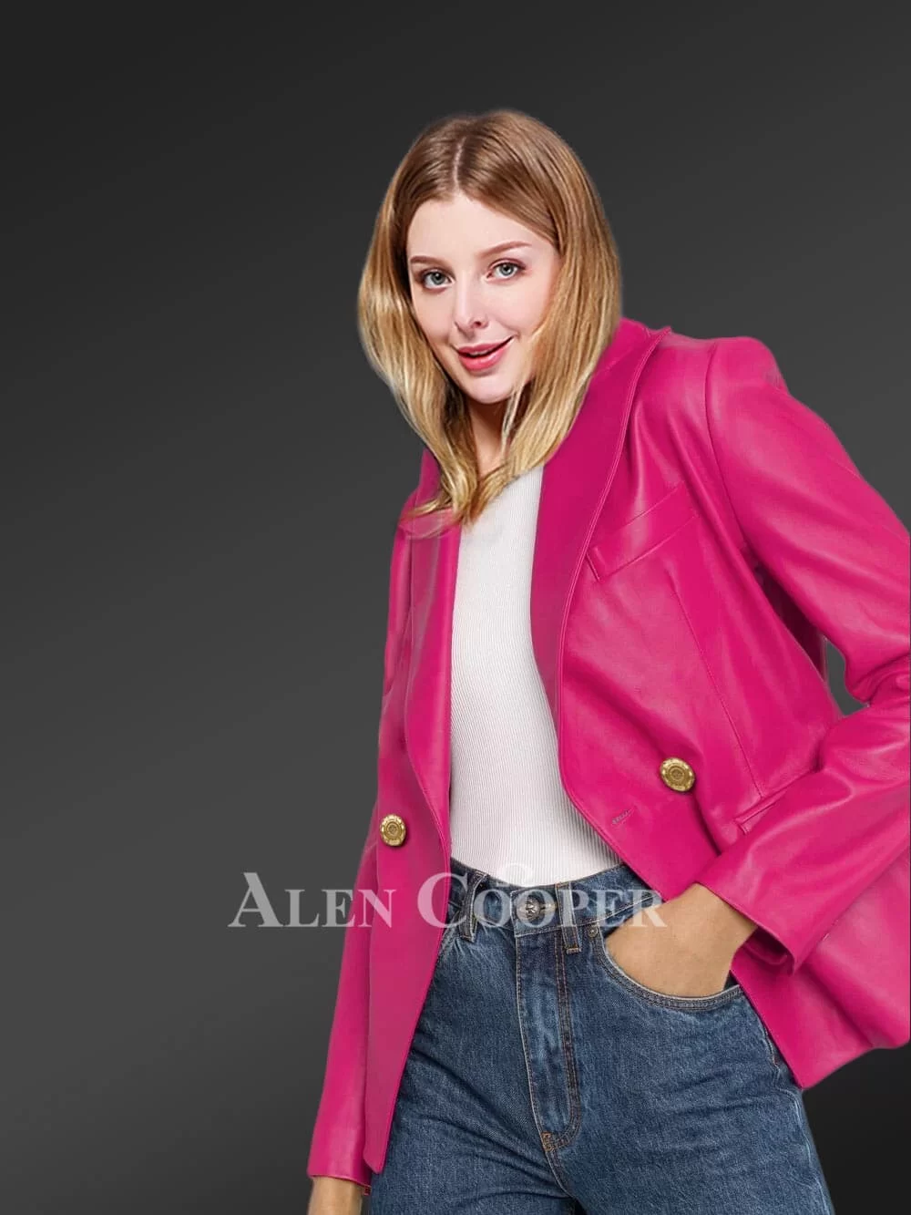 Authentic leather jackets in pink for gorgeous women