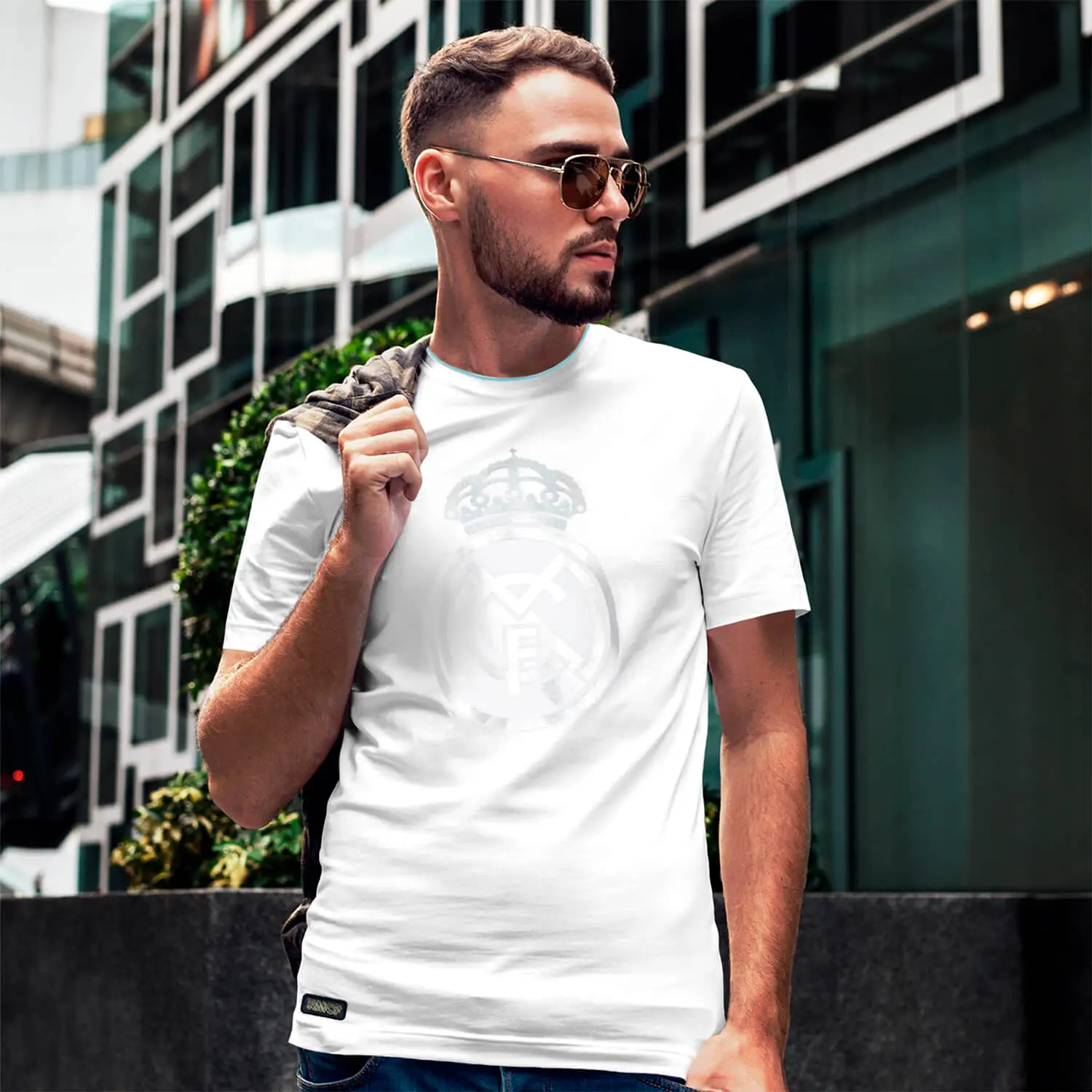 Bernabéu Neon Lights Camiseta Hombre Estampado Reflectante Blanco