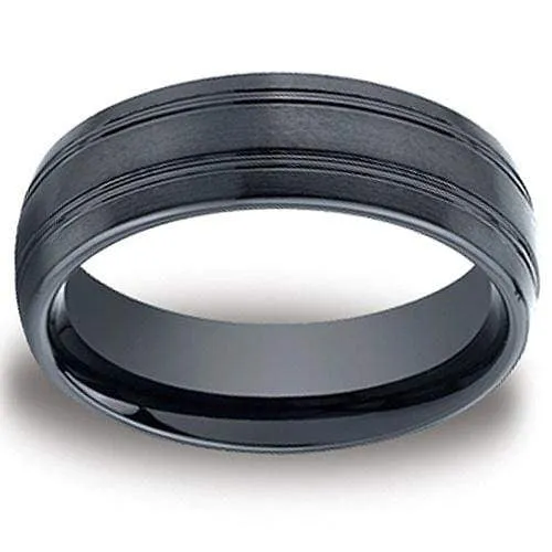 Black Ceramic 7mm Men's Wedding Band