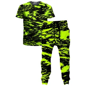 Black Lime Bolt Glitch T-Shirt and Joggers Combo