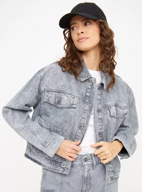 Buy Grey Twill Trucker Denim Jacket 10 | Denim jackets | Tu