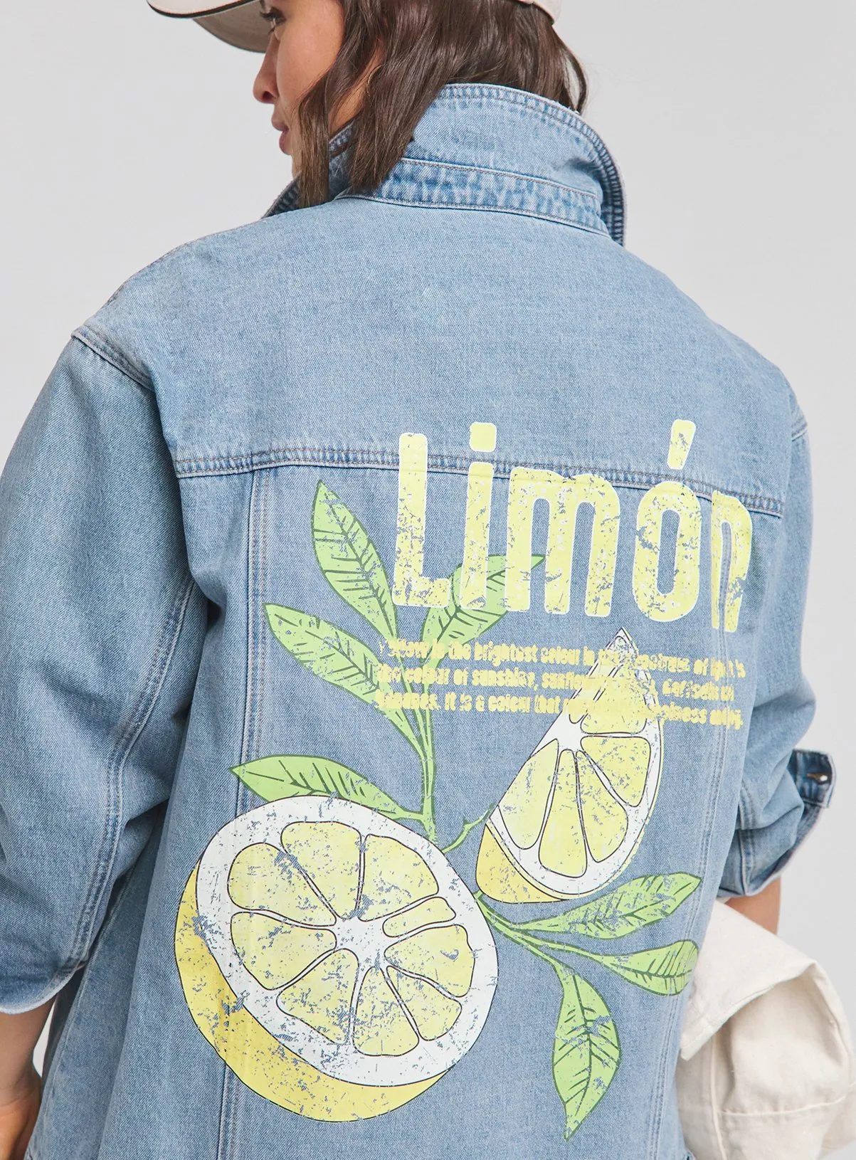 Buy SIMPLY BE Lemon Back Graphic Boyfriend Denim Jacket 14 | Denim jackets | Tu