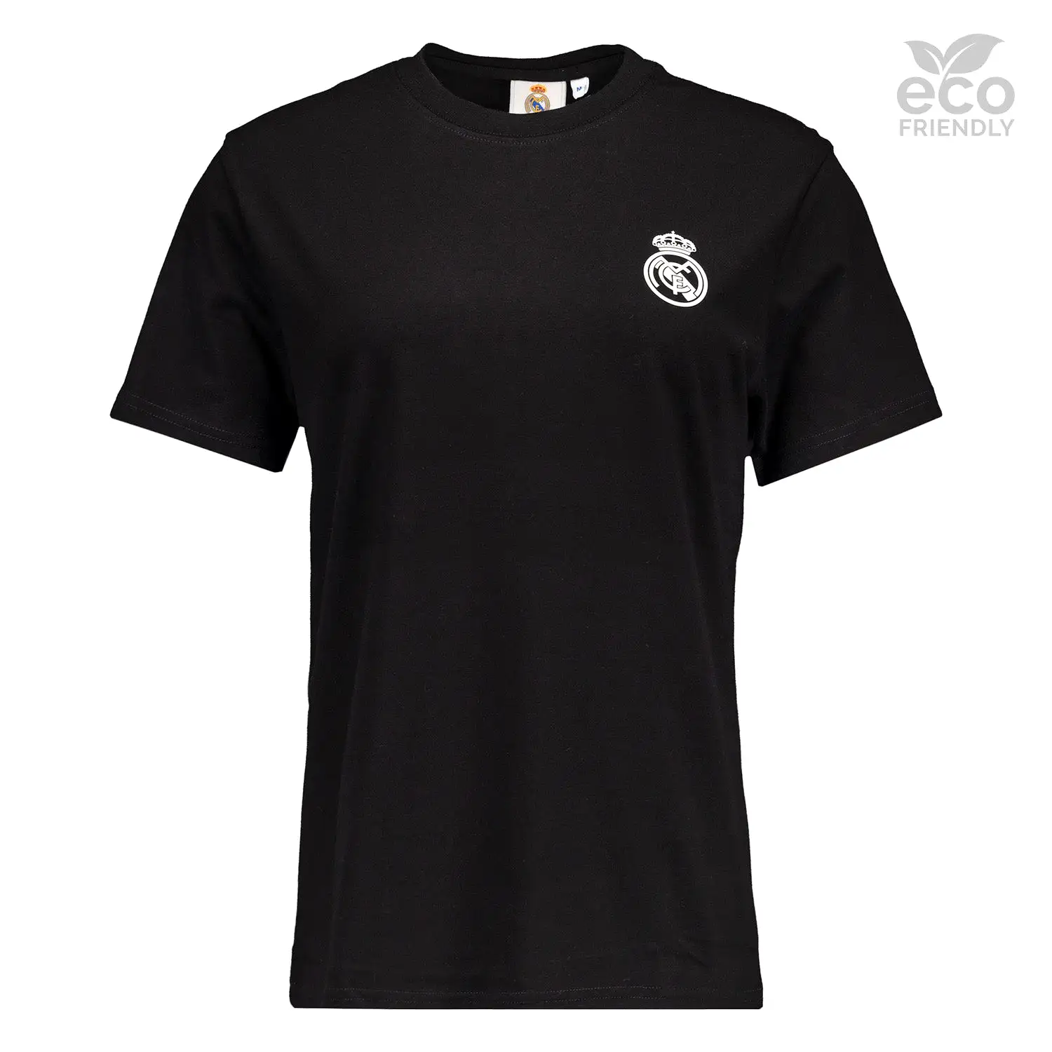 Camiseta Mujer ECO Essentials Real Madrid Escudo Monocolor Negra