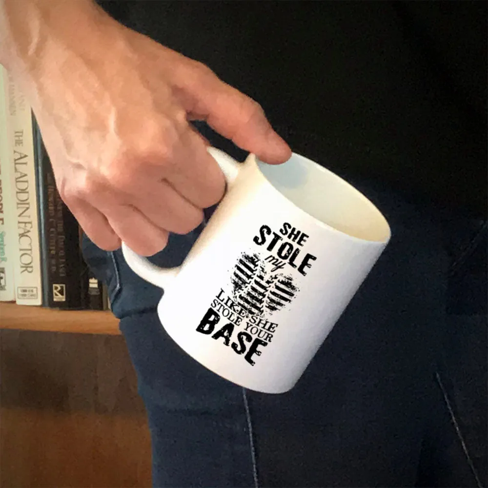 Ceramic Coffee Mug She Stole My Heart Like She Stole Your Base