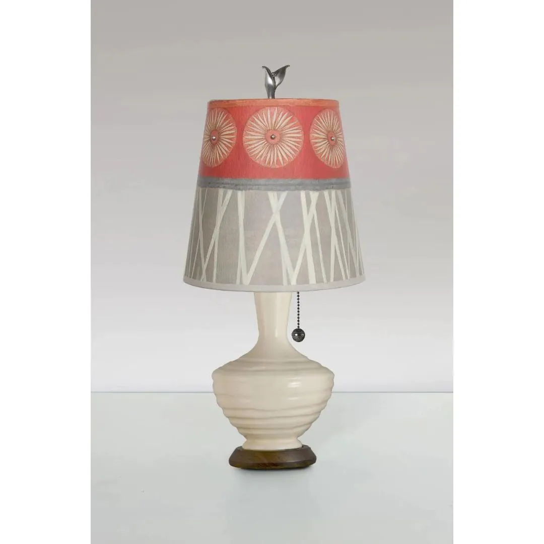 Ceramic Table Lamp with Small Drum Shade in Tang