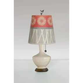 Ceramic Table Lamp with Small Drum Shade in Tang