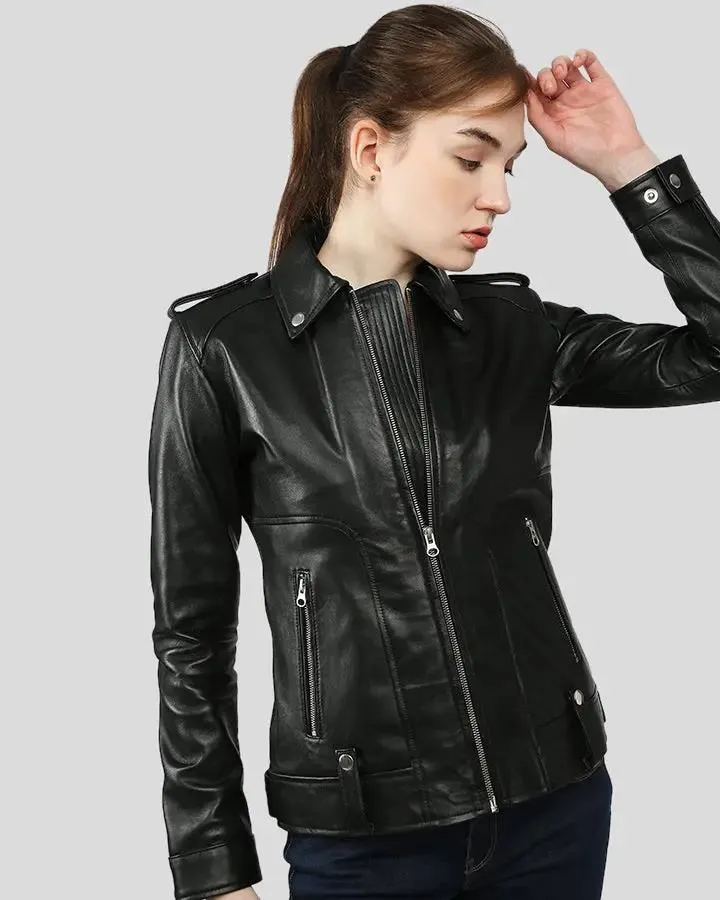 Charmaine Black Racer Leather Jackets