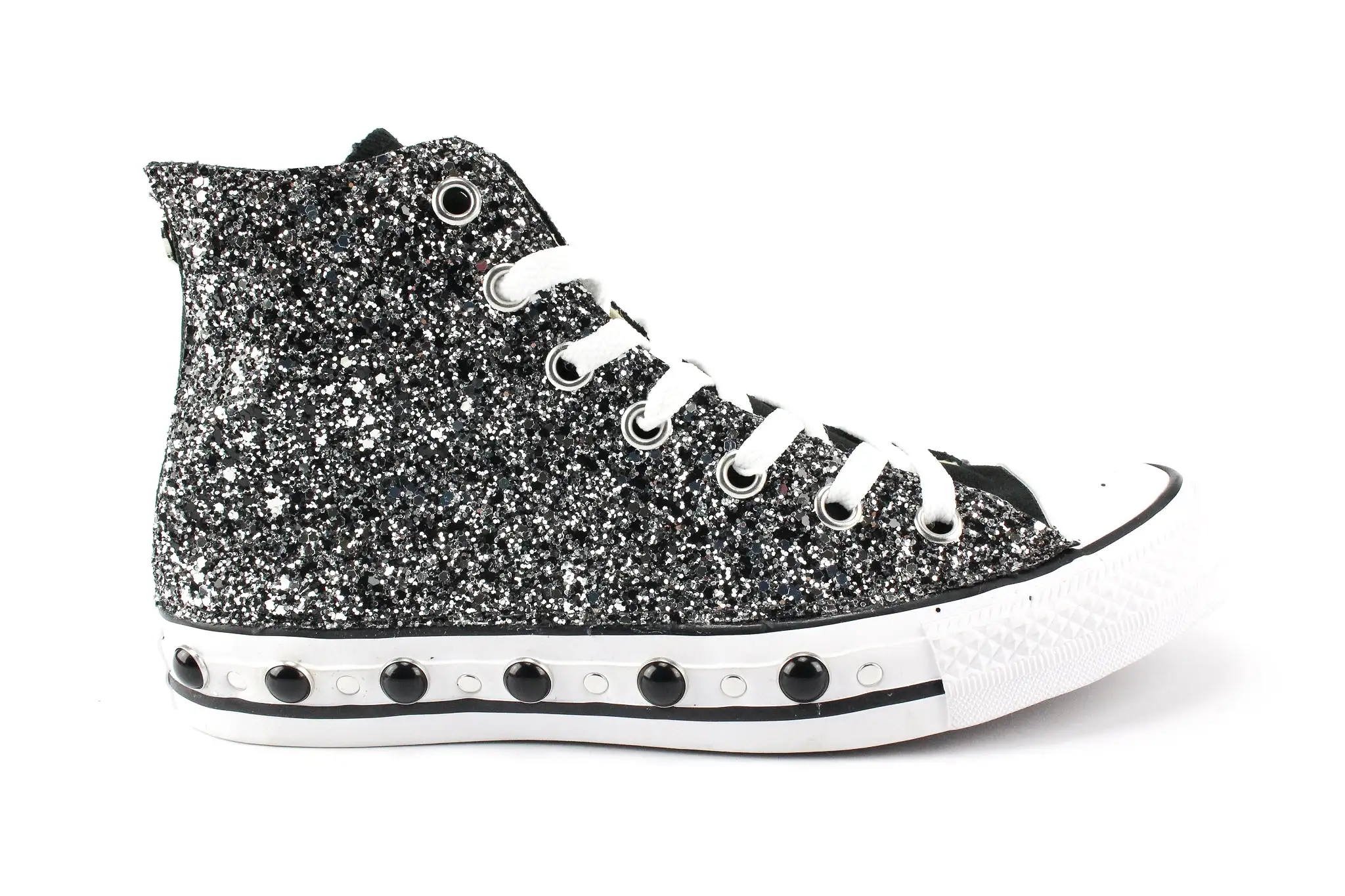 Converse All Star Black Silver Glitter & Perle