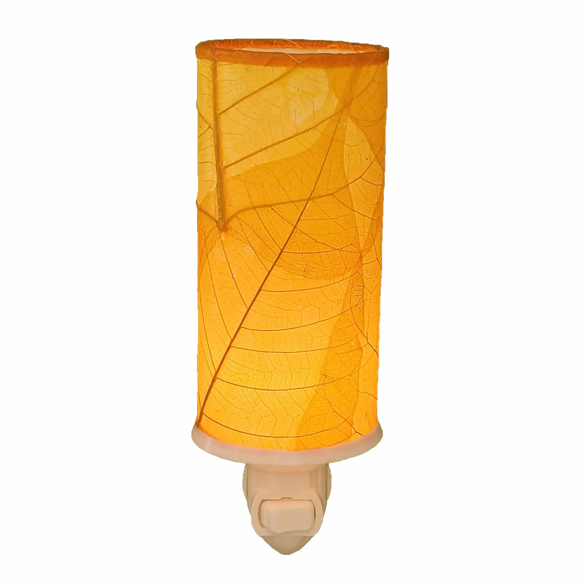 Cylinder Recycled Leaf Night Light - Orange