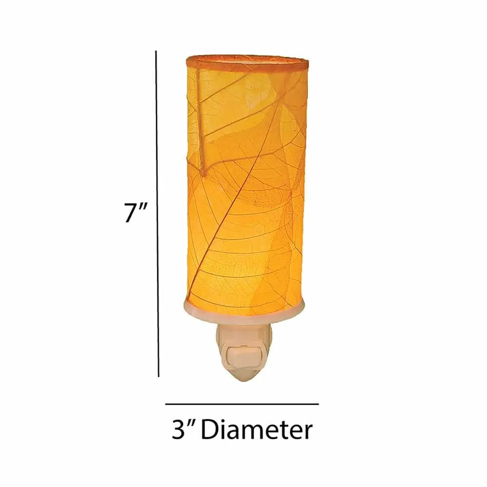 Cylinder Recycled Leaf Night Light - Orange