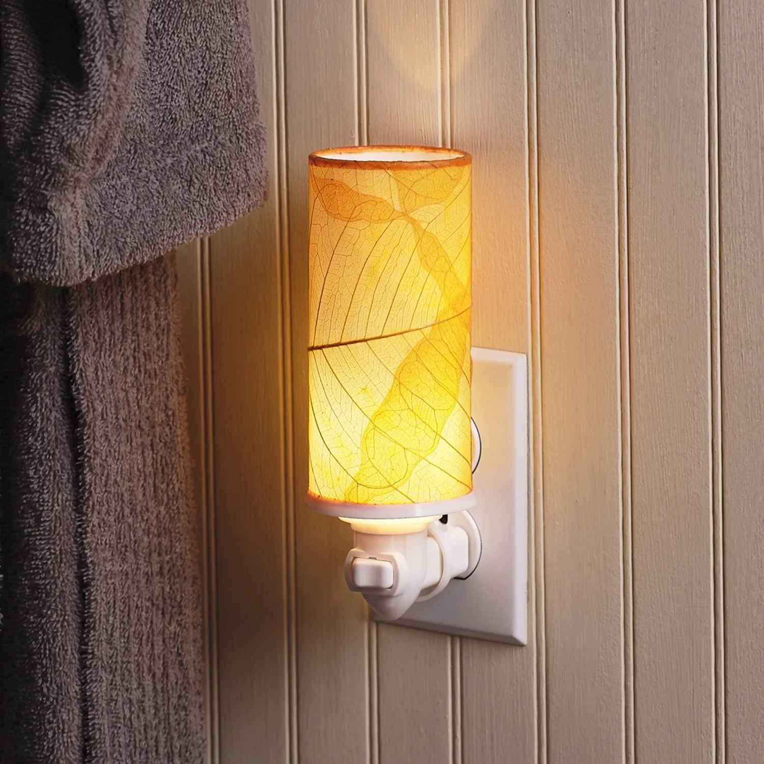 Cylinder Recycled Leaf Night Light - Orange