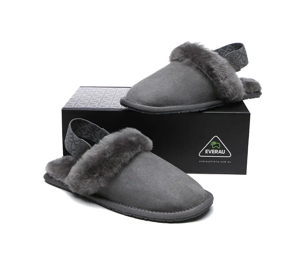 EVERAU Removable Strap Slingback Sheepskin Slippers Lonsdale