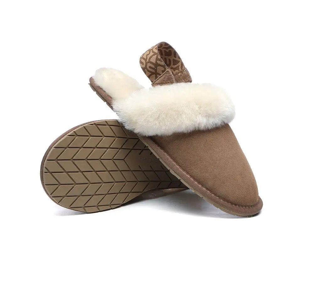 EVERAU Removable Strap Slingback Sheepskin Slippers Lonsdale