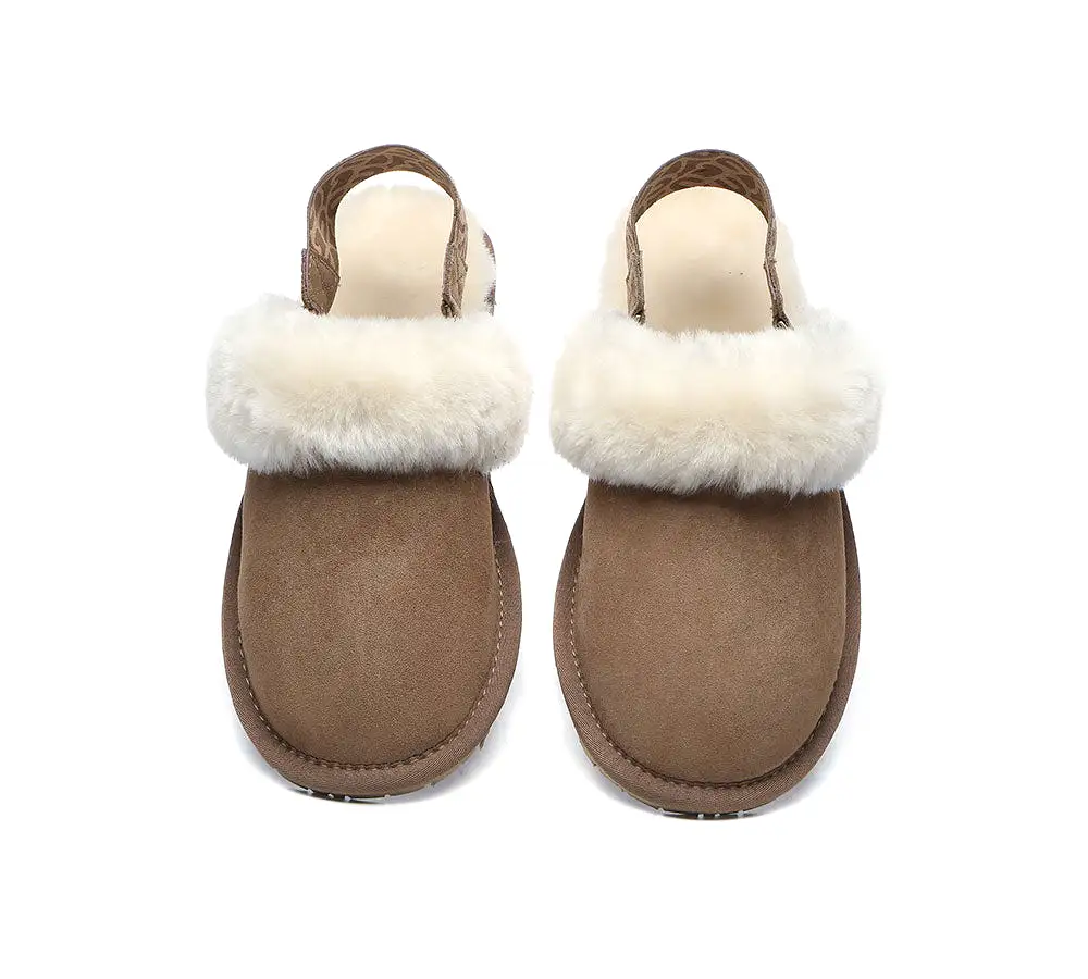 EVERAU Removable Strap Slingback Sheepskin Slippers Lonsdale