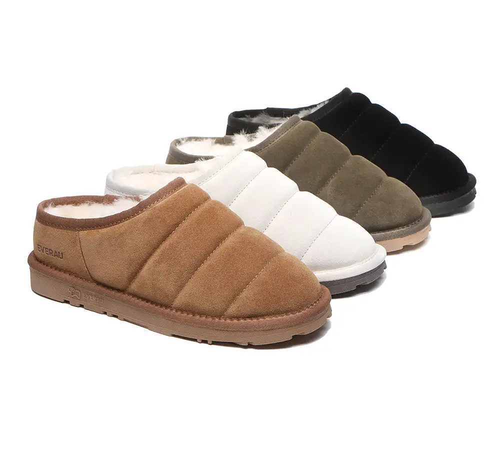 EVERAU Ultra Puffer Style Women Sheepskin Slippers