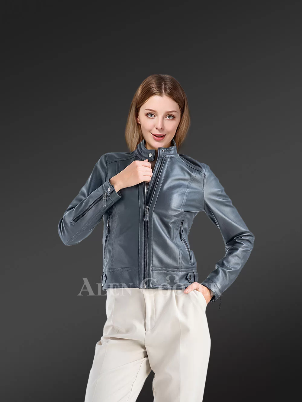 Genuine Leather Jackets in Grey for Tasteful Ladies