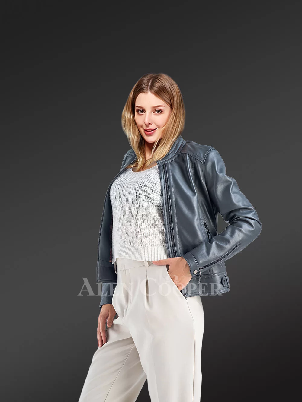 Genuine Leather Jackets in Grey for Tasteful Ladies