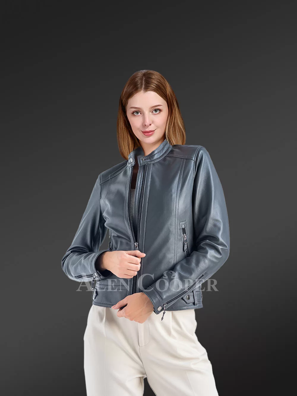 Genuine Leather Jackets in Grey for Tasteful Ladies