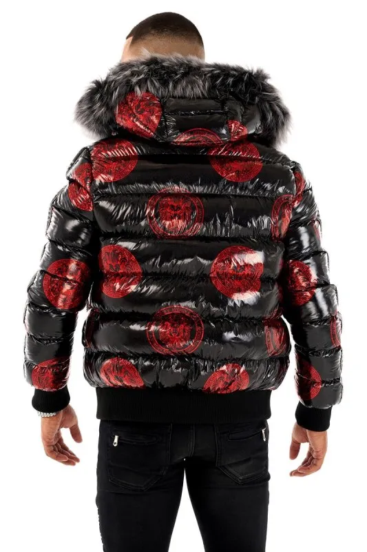 George V Paris Bomber Black And Red Jacket - The Puffer Jackets