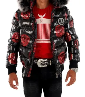 George V Paris Bomber Black And Red Jacket - The Puffer Jackets