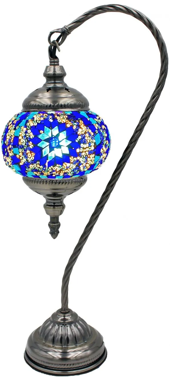 Handcrafted Mosaic glass inlay globe with lamp, 18 tall, #123