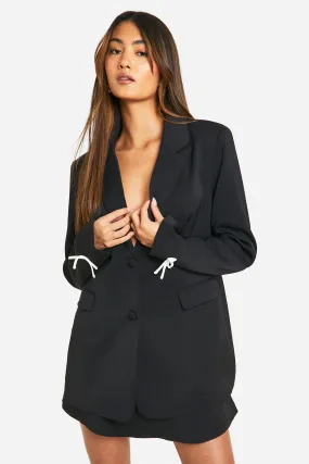 Jackets & Coats | Contrast Bow Relaxed Fit Blazer | boohoo