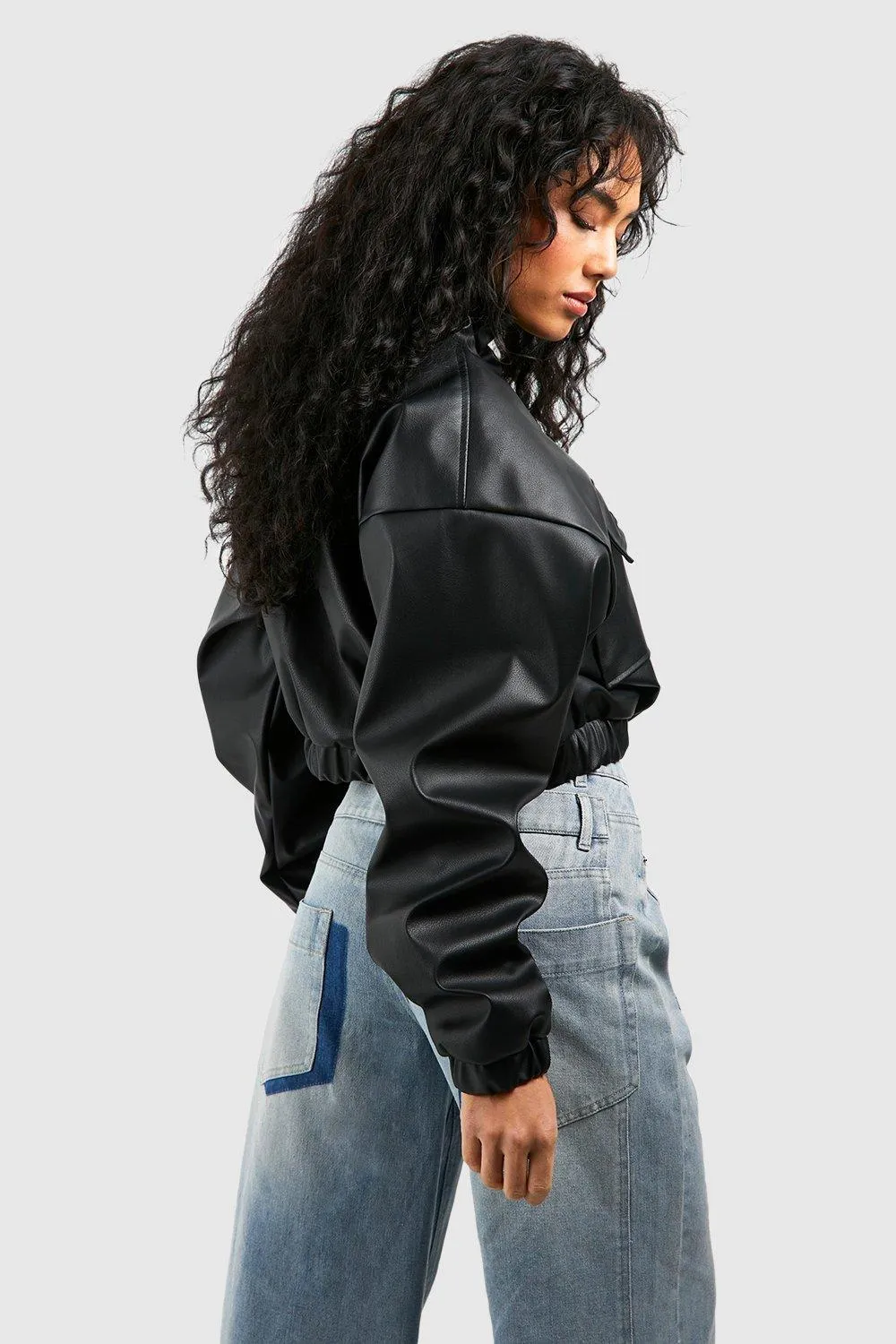 Jackets & Coats | Cropped Faux Leather Bomber Jacket | boohoo