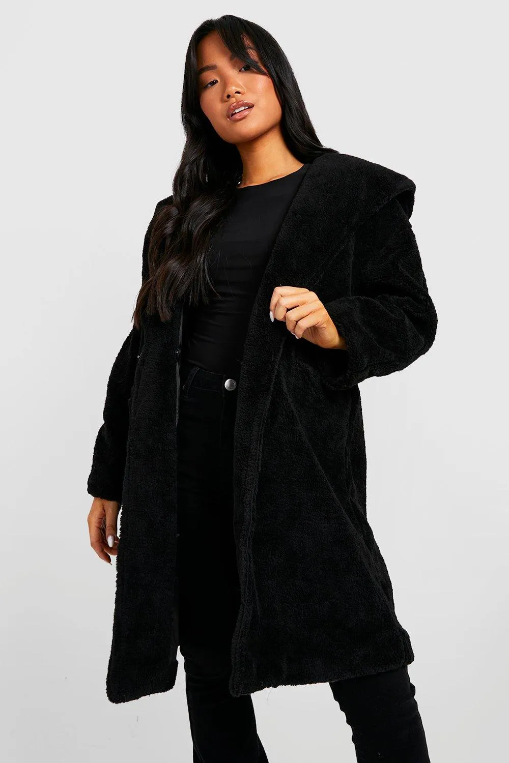 Jackets & Coats | Petite Oversized Hooded Teddy Coat | boohoo