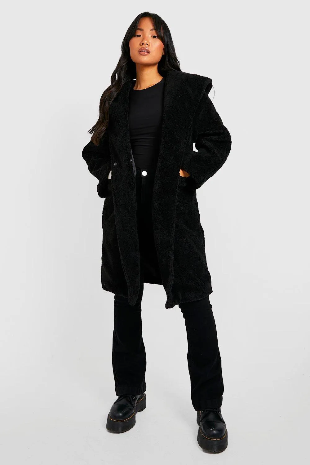 Jackets & Coats | Petite Oversized Hooded Teddy Coat | boohoo