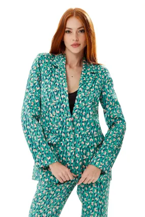 Jackets & Coats | Stroke Print Blazer in Green | Liquorish