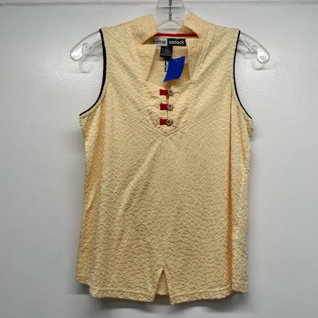 Jamie Sadock Size S Women's Cream Brocade Polo Activewear Top