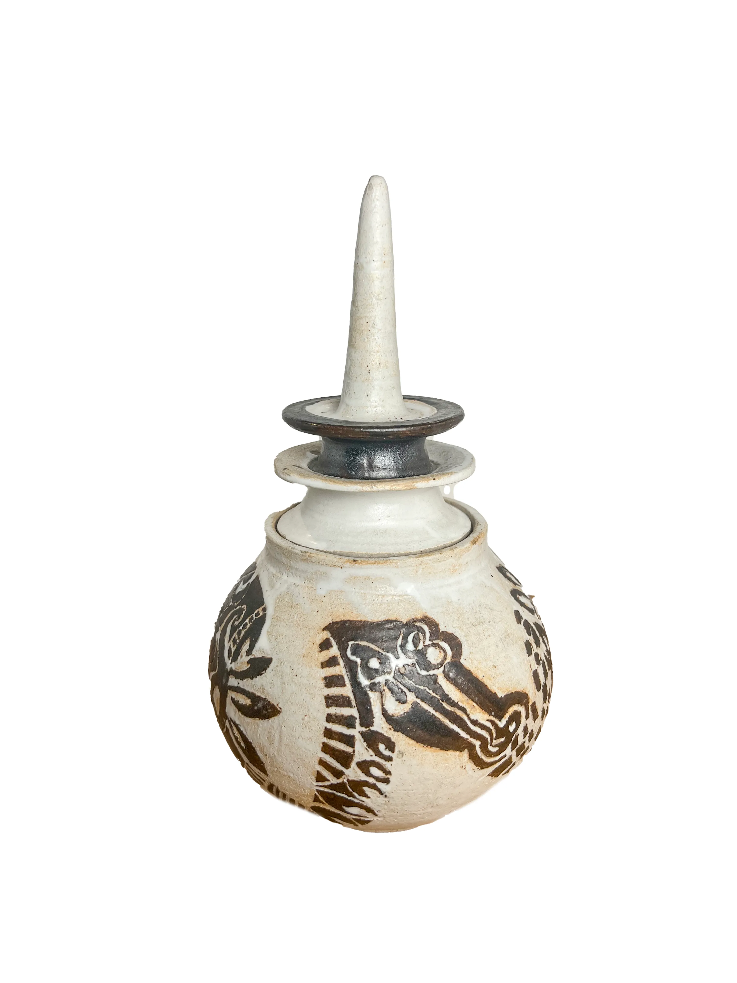 Joanne Jaffe, Black & White Jar with Pointy Lid