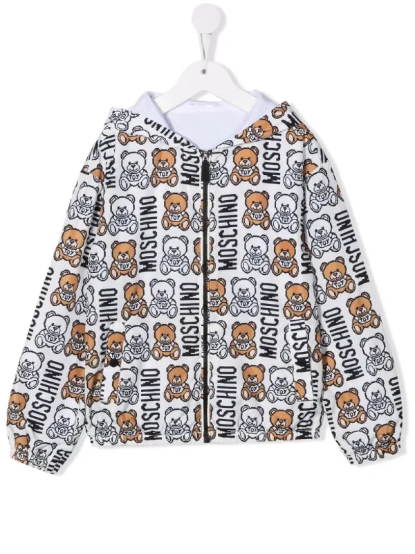 Kids Teddy Bear Motif Hooded Jacket - The Puffer Jackets