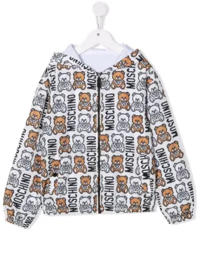 Kids Teddy Bear Motif Hooded Jacket - The Puffer Jackets