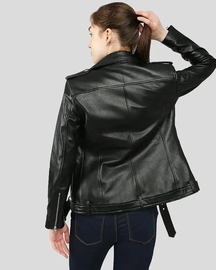 Larisa Black Biker Leather Jackets