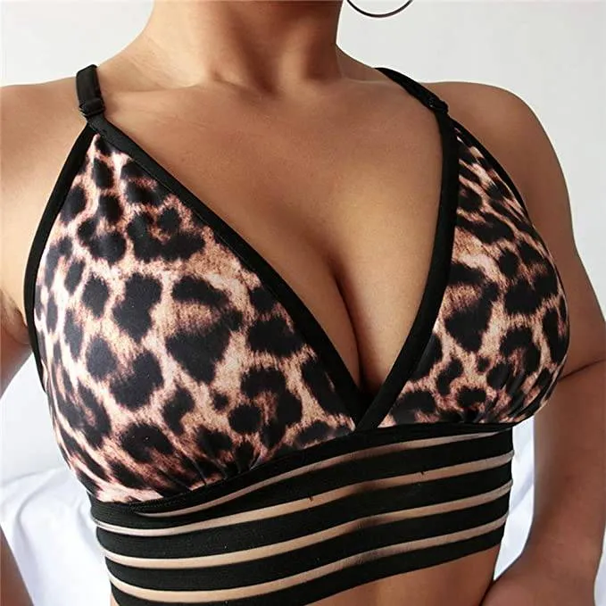 Leopard Strappy Breathable Sports Bras