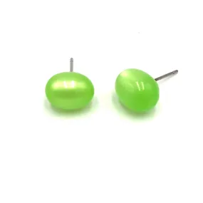 Lime Green Moonglow Oval Bulb Stud Earrings