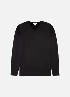 Men's Extra-Fine Merino V-neck in Black