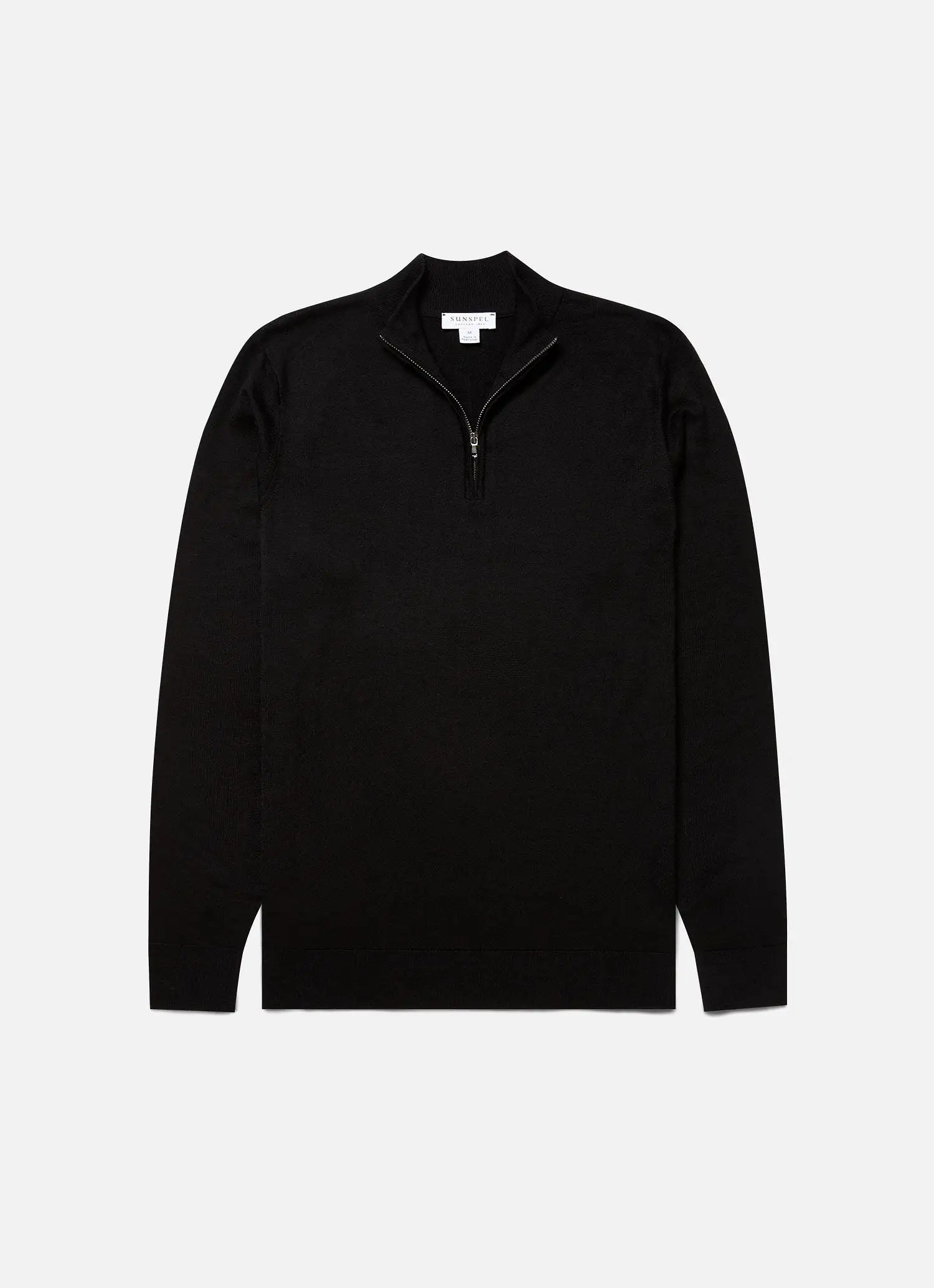 Men's Extra-Fine Merino Zip Neck in Black