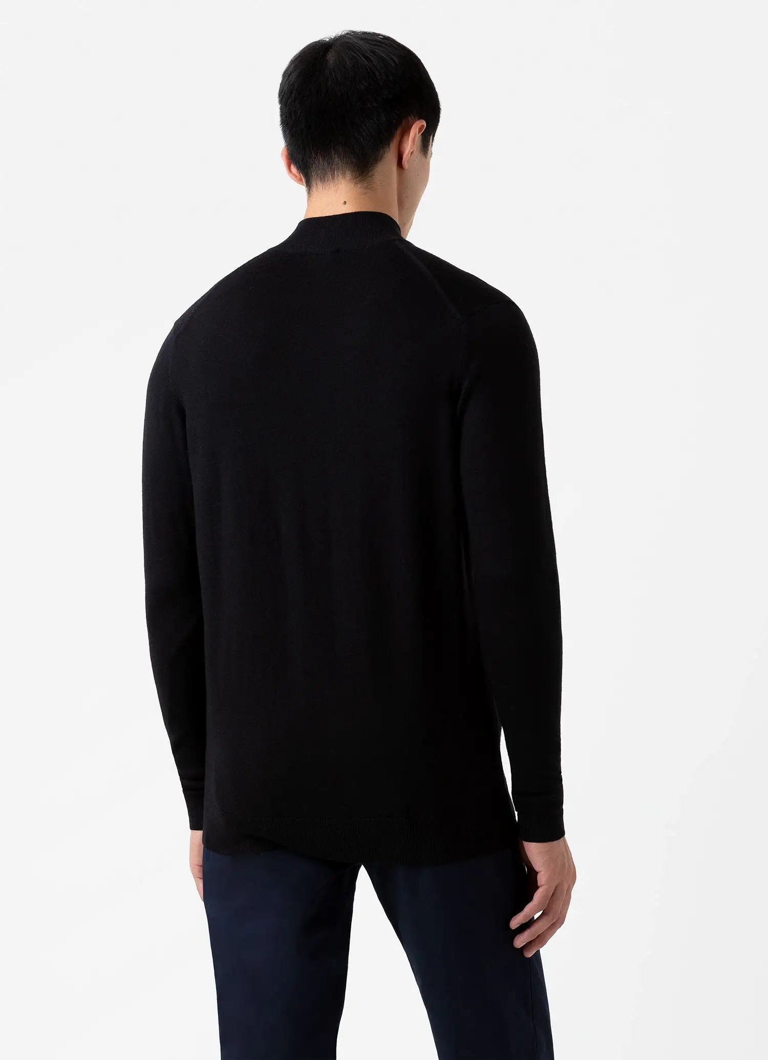 Men's Extra-Fine Merino Zip Neck in Black