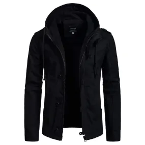 Men's Street Fashion Multi-pockets Coats With Hood