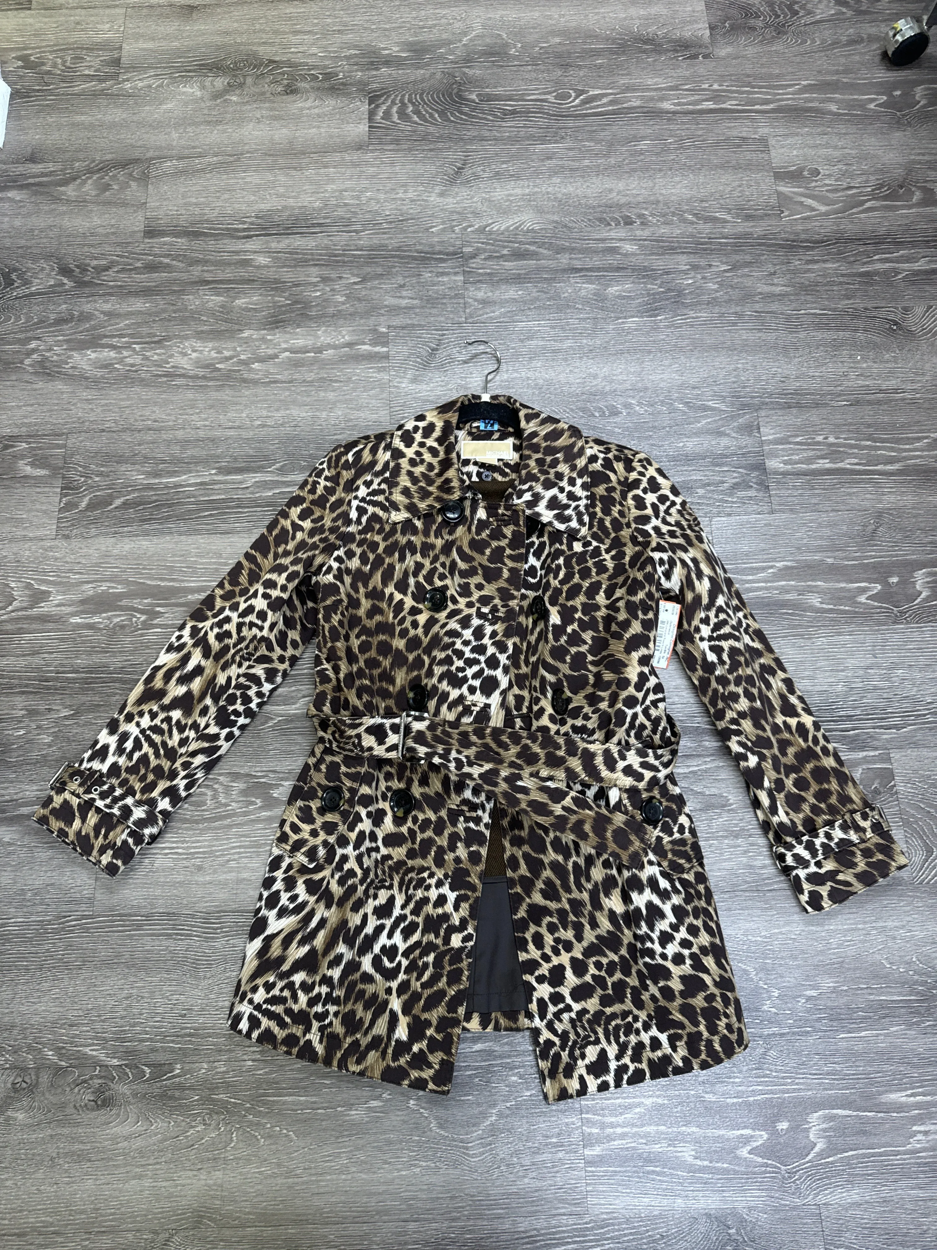 Michael Kors Leopard Trench Lining Outerwear - small petite