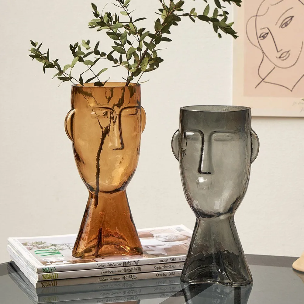 Nile - Modern Abstract Human Face Glass Vase