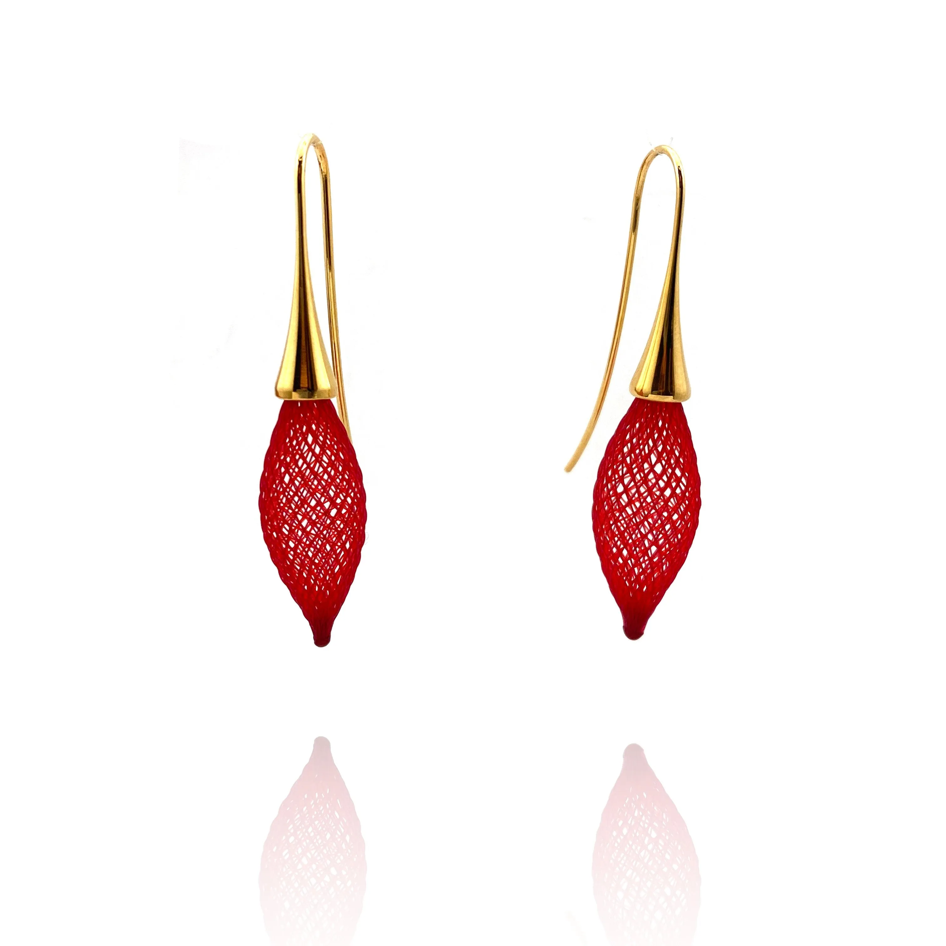 Nylon Bulb Earrings - Red