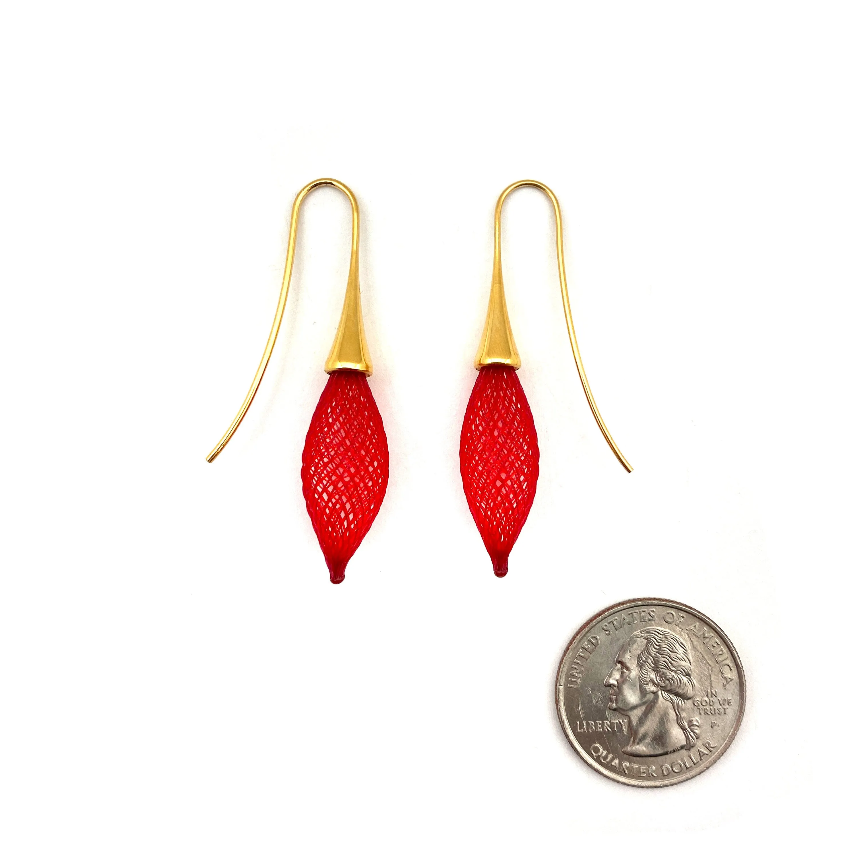 Nylon Bulb Earrings - Red