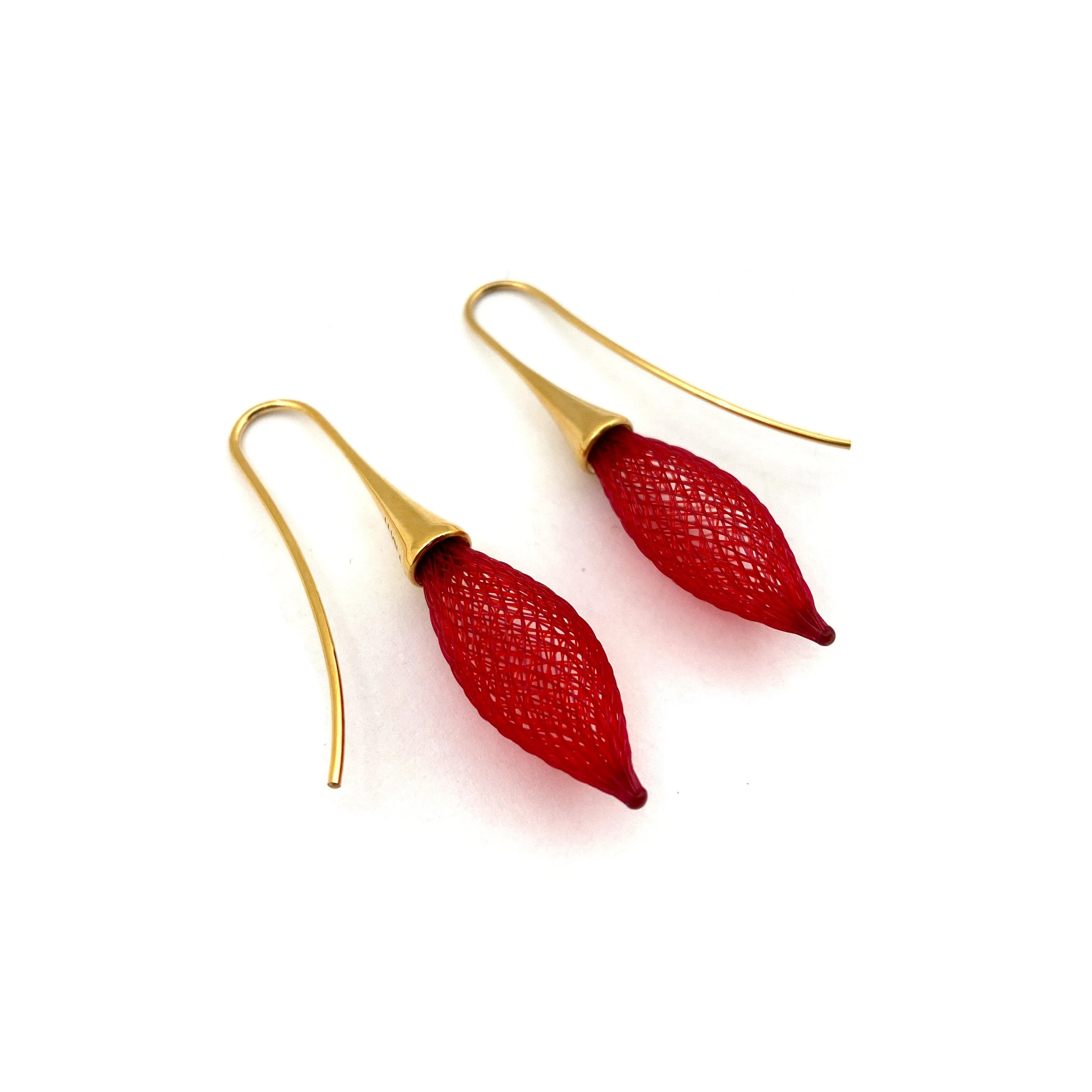 Nylon Bulb Earrings - Red