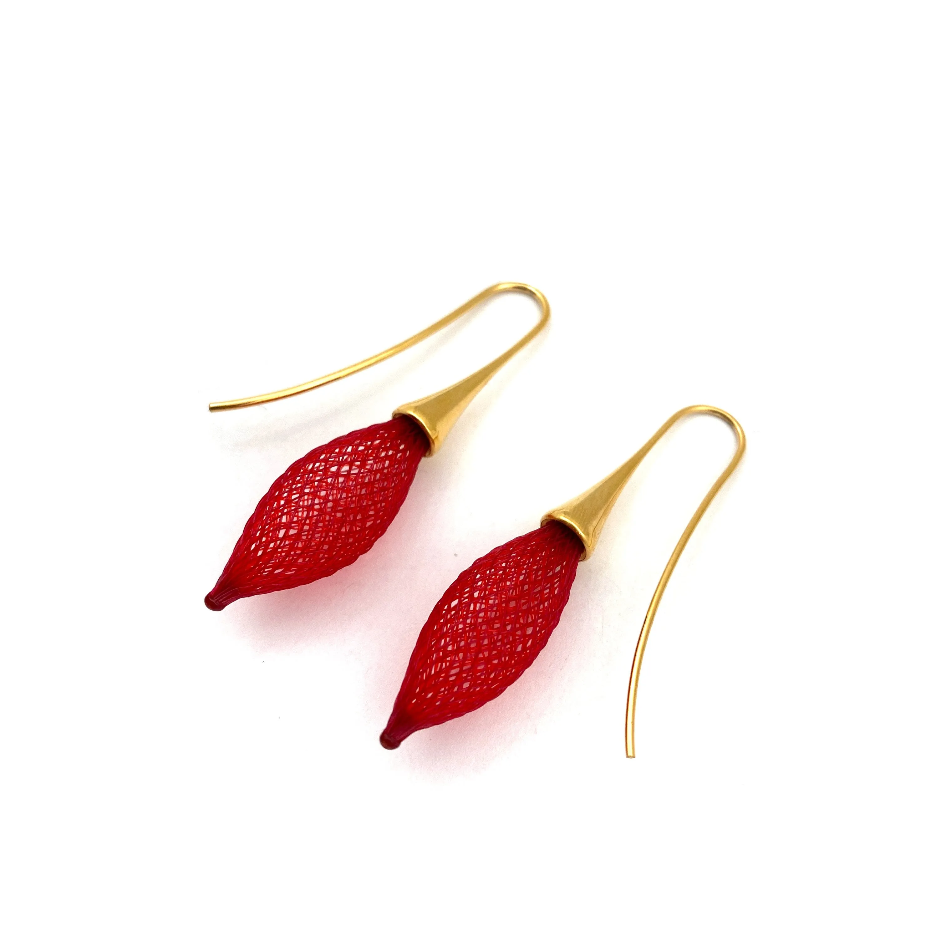 Nylon Bulb Earrings - Red