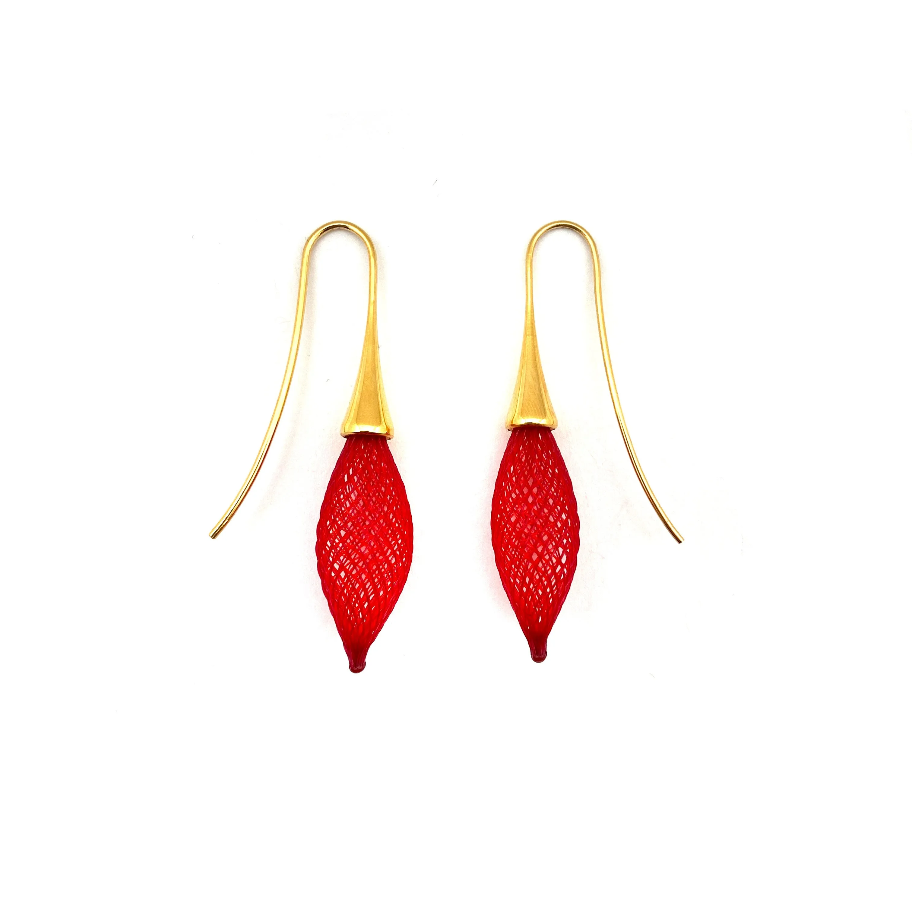 Nylon Bulb Earrings - Red