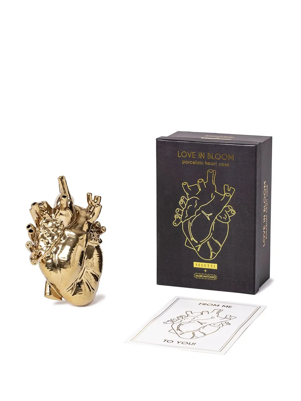 Seletti Love In Bloom Gold Heart Vase